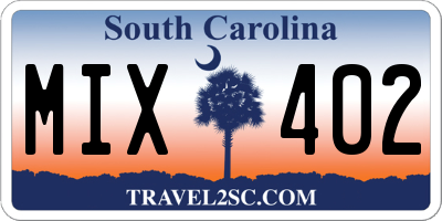 SC license plate MIX402