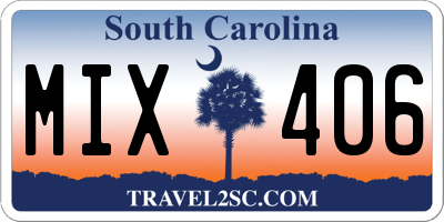 SC license plate MIX406