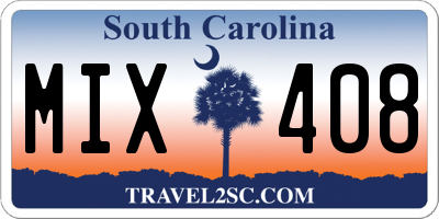 SC license plate MIX408