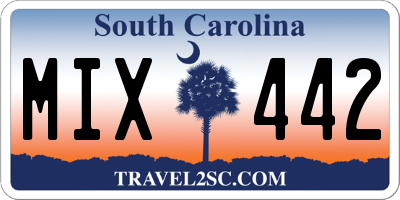 SC license plate MIX442