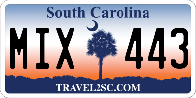 SC license plate MIX443