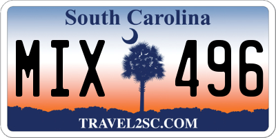 SC license plate MIX496