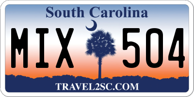 SC license plate MIX504