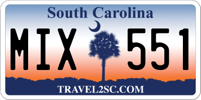 SC license plate MIX551