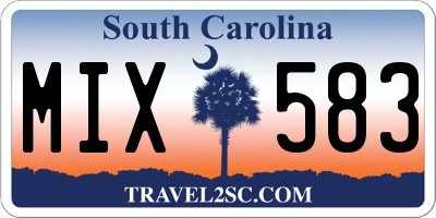 SC license plate MIX583