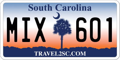 SC license plate MIX601