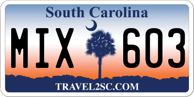 SC license plate MIX603