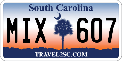 SC license plate MIX607