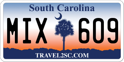 SC license plate MIX609