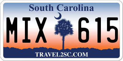 SC license plate MIX615