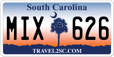 SC license plate MIX626