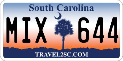 SC license plate MIX644