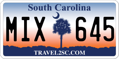 SC license plate MIX645