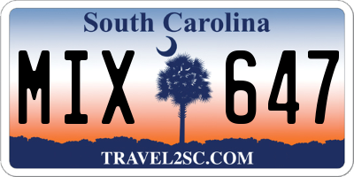 SC license plate MIX647
