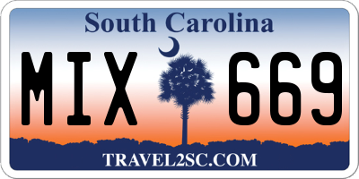 SC license plate MIX669