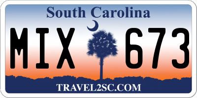 SC license plate MIX673