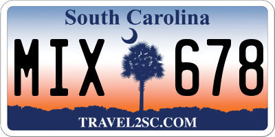 SC license plate MIX678