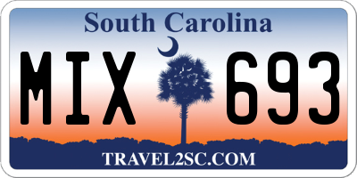 SC license plate MIX693