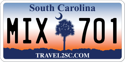 SC license plate MIX701