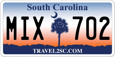 SC license plate MIX702