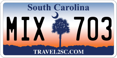 SC license plate MIX703