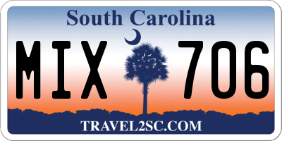 SC license plate MIX706