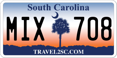 SC license plate MIX708