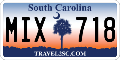 SC license plate MIX718