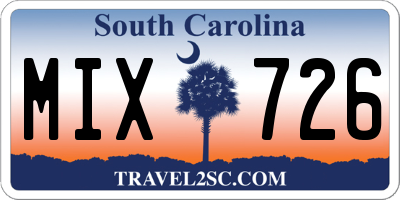 SC license plate MIX726