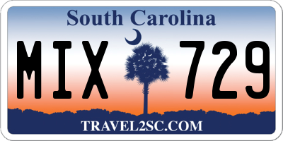 SC license plate MIX729