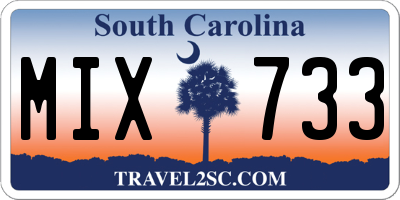 SC license plate MIX733