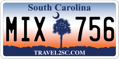 SC license plate MIX756