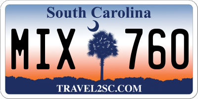 SC license plate MIX760
