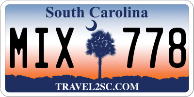 SC license plate MIX778