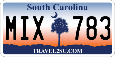 SC license plate MIX783