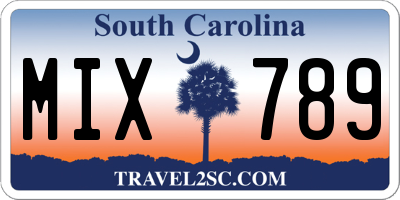 SC license plate MIX789