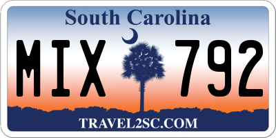 SC license plate MIX792