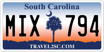 SC license plate MIX794