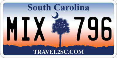 SC license plate MIX796