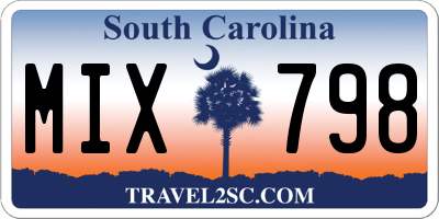 SC license plate MIX798
