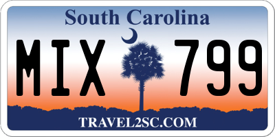 SC license plate MIX799