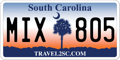 SC license plate MIX805
