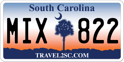 SC license plate MIX822
