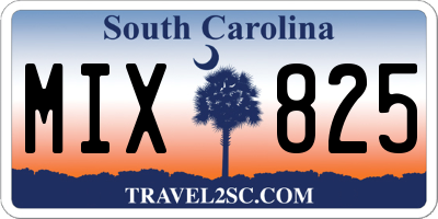 SC license plate MIX825