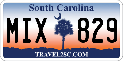 SC license plate MIX829