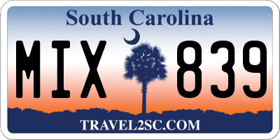 SC license plate MIX839