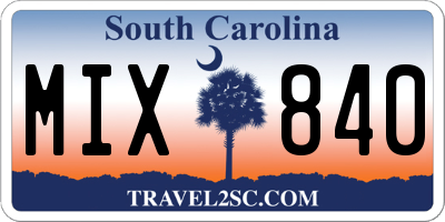 SC license plate MIX840