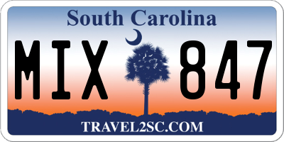 SC license plate MIX847