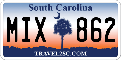 SC license plate MIX862