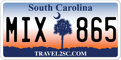 SC license plate MIX865
